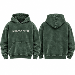 <b>Navy</b> Premium Vintage Acid Wash Pull Over Kangaroo Pocket 100% Cotton <b>Fleece</b> 450 GSM Custom Print Premium <b>Men's</b> Hoodie - Product Image 2