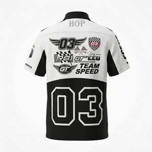 เสื้อแข่งรถพิมพ์ลายแบบซับลิเมชั่น OEM ทนทาน ชุดยูนิฟอร์มทีมซ่อมรถ กันยับ ชุดช่างเทคนิค พร้อมโลโก้บริษัท ชุดกีฬา - Product Image 2