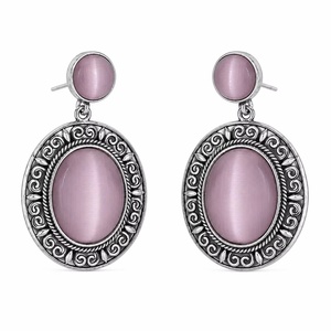 Gran Cantidad de Pendientes Colgantes Estilo Cúpula de Latón Plateado Antiguo con Engaste de Bisel de Cuarzo Rosa, Joyería para Mujer, Regalo - Product Image 5