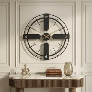 Horloge murale rectangulaire moderne en métal noir, mouvement mécanique silencieux, affichage à aiguilles, design minimaliste, sonnerie horaire, pour la maison et le bureau - Product Image 1