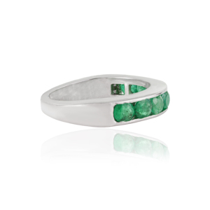 Beautiful Simple Design 925 Sterling <b>Silver</b> Round Cut Natural <b>Emerald</b> Gemstone Half Eternity Band <b>Ring</b> For Women's - Product Image 5