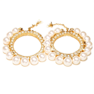 24K Gold Plated Steel Bridal <b>Bangles</b> <b>Set</b> with Kundan Stones and Pearls - Product Image 3