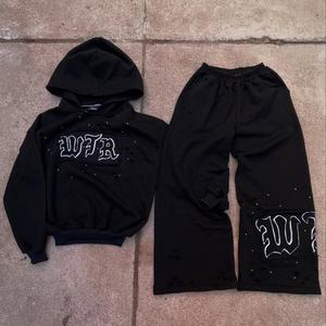 Conjunto de Sudadera con Capucha y Pantalones Anchos de Algodón Ligero, Estilo Casual Urbano, con Logotipo, Color y Talla Personalizables, Marca Privada - Product Image 1