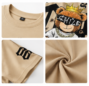 Camiseta de Manga Corta Oversize para Hombre, 100% Algodón Grueso, con Estampado de Dibujos Animados, Estilo Urbano, Cuello Redondo, Ajuste Jersey, Lujo Personalizado - Product Image 4