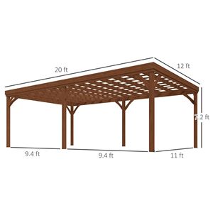 Pergola in Alluminio 3,6m x 6m per Giardino Esterno, Patio, Terrazza, Gazebo per Viti con Ancoraggi in Cemento, Colore Marrone - Product Image 3