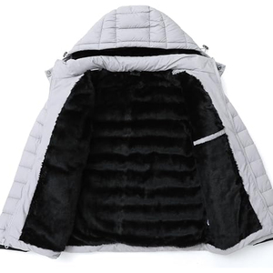 Mens Outdoor Insulated Jacket Lightweight Warm Quilted Puffer Coat Hooded Collar <b>Waterproof</b> Two Functional Zipper Pockets - Product Image 6