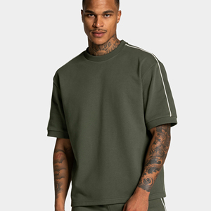 Hot Selling Men's Slim Fit Cotton T-<b>Shirt</b> Trendy Short Sleeved Torn Edge Collar Solid Color Versatile Casual Multiple Colors - Product Image 6