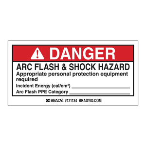 Danger Arc Flash & Shock Hazard <b>Adhesive</b> Labels for Electrical Panels Durable <b>PVC</b> Matt Finish - Product Image 3