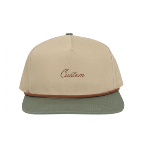 High Quality Vintage Canvas Two Tone Camp <b>Cap</b> with Rope Custom Logo Snapback Hat Structured <b>Flat</b> Brim Made in Vietnam - Product Image 1