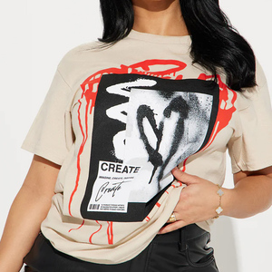 Camiseta de Mujer de la Mejor Calidad, Algodón/Poliéster, Camiseta de Manga Corta Estampada para Mujer, Personaliza Tu Propio Logotipo, Cuello en V, Ropa Deportiva - Product Image 4