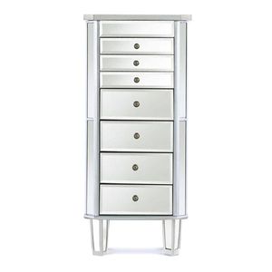Armadio Portagioie Argentato a Specchio con 7 Cassetti e 16 Ganci per Collane, 2 Ante Laterali a Battente - Product Image 4