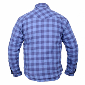 Camisa Protectora Azul a Cuadros Estilo Leñador con Armadura para Motocicleta y Diseño Casual de Camisa de Seguridad para Hombres - Product Image 3
