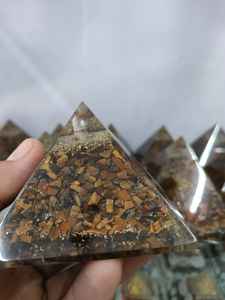 High Quality Wholesale Healing Tiger Eye <b>Orgone</b> Pyramid Semi Precious Stone Crafts with Excellent EMF Protection Crafts Pyramid - Product Image 4