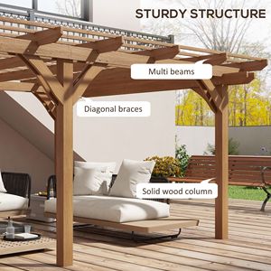 Struttura stabile 12 'X 16' all'aperto Pergola in legno Gazebo & padiglione per giardino Patio cortile ponte & pergolato uva - Product Image 4