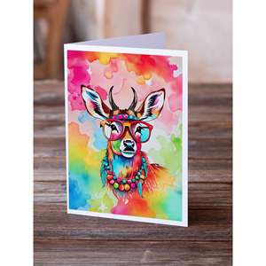 Whimsical A7 Size <b>5x7</b> New Hippie Animal Deer Blank Note Greeting Cards Pack of 8 with <b>Envelopes</b> - Product Image 2