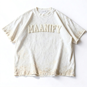 Camiseta de Manga Corta para Hombre, Estilo Streetwear, Personalizada, Vintage, con Bordado Chenille, Corte Cuadrado, Lavado Ácido, Efecto Desgastado, Textura Waffle, Venta al Por Mayor - Product Image 3