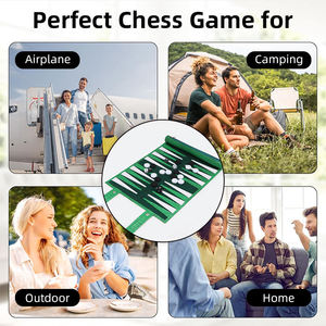Juego de Backgammon de Viaje Enrollable de Cuero, Juego de Mesa Portátil de PVC y Cuero para Viajes y Actividades al Aire Libre - Product Image 6