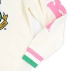 เสื้อสเวตเตอร์คอวีสีขาวชมพูเขียว แขนยาว ถักนิตติ้ง สวมใส่สบายๆ ชุดกีฬา ชุดทีม แฟชั่น เสื้อผ้าผู้หญิง เสื้อท่อนบนทันสมัย - Product Image 3
