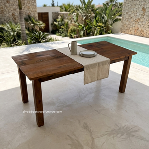 Mesa de Comedor Cuadrada de Madera Maciza Hecha a Mano, Diseño Sostenible Multifuncional de Madera de Barco Reciclada Natural - Product Image 4