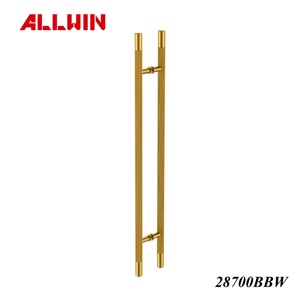 Modern 1000mm Natural Finish Unsealed Brass Knurled H Handle Manufactory Long Ladder Push Pull for Hotel or Apartment Doors - Product Image 2
