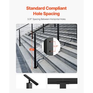 Montante per Ringhiera a Cavo 42x1x2 Pollici in Acciaio Inox con Fori Angolati a 30 Gradi Pre-Forati per Ringhiere a Cavo - Product Image 2