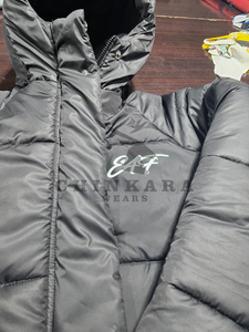 Custom High Street Canvas Stand Collar Front Logo Men's Winter Puffer Jackets <b>Quilted</b> Polyester Filling Waterproof Eco-Friendly - Product Image 2
