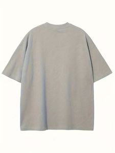 T-shirt homme vert uni à manches courtes en coton/fibre de bambou, col rond, coupe classique, tricoté, anti-boulochage, avec motif lettre teint en fil sur le devant - Product Image 2
