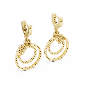 Custom Round Lab Grown Diamond Double Halo Drop Huggie <b>Earrings</b> 14K 18K Yellow Gold Dangle <b>Hoop</b> <b>Earrings</b> Fine Jewelry for Women - Product Image 5