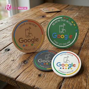 Etiqueta Redonda de PVC para Reseñas de Google, Personalizable, Autoadhesiva, con Código QR, para Comentarios de Clientes - Product Image 1