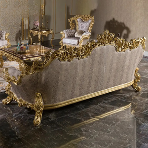 ชุดโซฟาห้องนั่งเล่นวิลล่าไม้มะฮอกกานีแท้สไตล์ฝรั่งเศสสุดหรู แกะสลักด้วยมือ หุ้มเบาะอย่างดี ผลิตในอินโดนีเซีย - Product Image 4