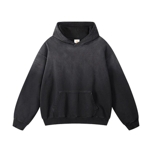 เสื้อฮู้ดผู้ชายทรงโอเวอร์ไซส์ สีพื้น ผ้าฝ้ายเฟรนช์เทอร์รี่ สไตล์ลำลองสำหรับฤดูใบไม้ร่วง ดีไซน์กระเป๋า ทรงปกติ - Product Image 1