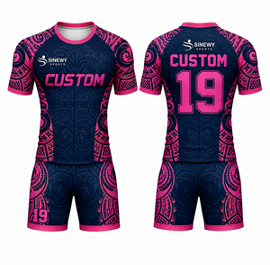 Vente en gros d'uniformes de rugby personnalisés, design tribal noir et or, maillot et short de rugby en sublimation pour les équipes - Product Image 5