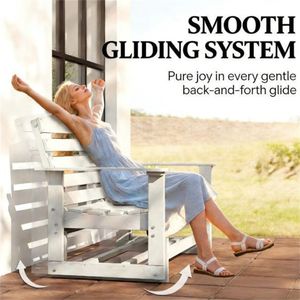 Sedia a dondolo da giardino bianca per cortili e patii - Product Image 3