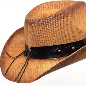 Sombreros Vaqueros Negros de Jazz Occidental, Sombrero de Paja Unisex para Niños, Protección Solar, Sombreros de Vaquero para Hombre, Verano - Product Image 2