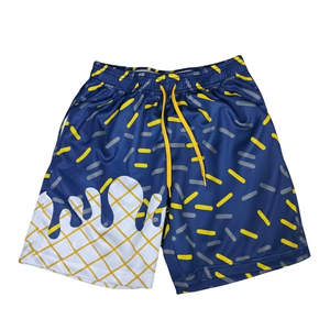 Shorts de sport pour homme style streetwear en maille/polyester respirant à séchage rapide avec poches élastiques à la taille pour le basketball et la gym - Product Image 1