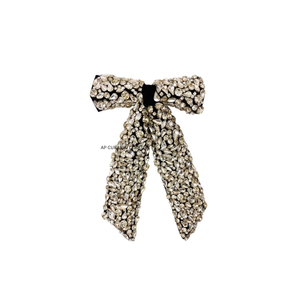 Nœuds pour cheveux faits main brodés de strass et de perles, style européen et américain, avec accents en cristal – Design tendance à pince crocodile - Product Image 3