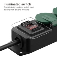 EU-Steckdosenleiste IP44 Schuko 3 Steckdosen Outdoor Wasserdichte Steckdosenleiste mit Schutzabdeckung und Schalter