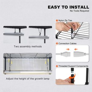 ชั้นวางต้นไม้ 4 ชั้น 180W พร้อมไฟปลูกแบบ Full Spectrum, เทอร์โมมิเตอร์, ฝาครอบ, ชั้นวาง, ไฟสวนที่เพิ่มความสว่างให้การอ่านได้ชัดเจนขึ้น - Product Image 5