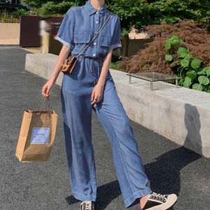 Nueva Edición Personalizable de Mono Vaquero Multicolor para Mujer con Cintura Media para Usar en Verano, Overoles Vaqueros a Precio Económico - Product Image 3