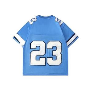 Print Logo Front Unisex V-neck Quick Dry Breathable Oversized Short Soccer Basketball Baseball Cropped <b>Drop</b> Shoulder Mesh Custom - Product Image 6