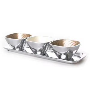 Moderna Bandeja de Servir Triple de Metal Ecológica, Apta para Lavavajillas, para Aperitivos, Frutos Secos y Nueces - Product Image 3