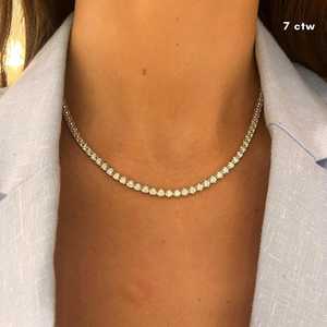 Colliers tennis scintillants en diamant 4 ou 7 carats, ronds, cultivés en laboratoire, classiques, à superposer, 16 pouces, fermoir boîte sécurisé, bijoux de luxe en or massif 14 carats - Product Image 6