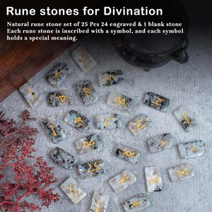 Juego de Piedras Rúnicas de Piedra Lunar Arcoíris Natural, 25 Piezas, Piedras Rúnicas Grabadas para Adivinación, Colección, Venta al por Mayor - Product Image 6