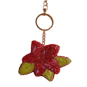 Delicate Seed Bead Embroidery Shell Shape Summer Keychain Vibrant Seed Bead Embroidery Rainbow Design <b>Key</b> Pendant - Product Image 2