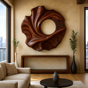 Sculpture murale en bois de style Art déco unique, artisanale, décor d'anniversaire, décoration murale suspendue pour cadeau de pendaison de crémaillère ou utilisation en hôtel - Product Image 3