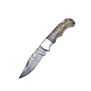 มีดพับอเนกประสงค์พร้อมปลอกหนังดามัสกัสที่จับด้านหลังทำด้วยมือ - Product Image 1