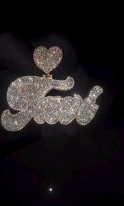 Colgante de Letra Inicial de Dos Tonos con Corazón, Chapado en Rodio, de Plata 925, con Moissanita VVS, Estilo Hip Hop, para Hombre - Product Image 5