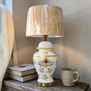 โคมไฟตั้งโต๊ะสไตล์วินเทจพร้อมโคมผ้า - โคมไฟตกแต่งข้างเตียง - Product Image 3