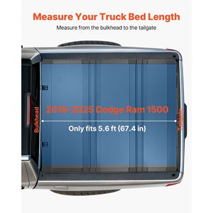 Copertura Rigida Tri-Fold per Cassone Pick-up, Resistente all'Acqua, Profilo Basso per Dodge Ram 1500 2019-2025 5.6ft, Compatibile con Modello F-250 - Product Image 2