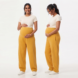 Pantalon de maternité en polaire taille haute pour femme, coupe ample, jambe large, pour la grossesse et l'allaitement, idéal pour l'hiver - Product Image 6